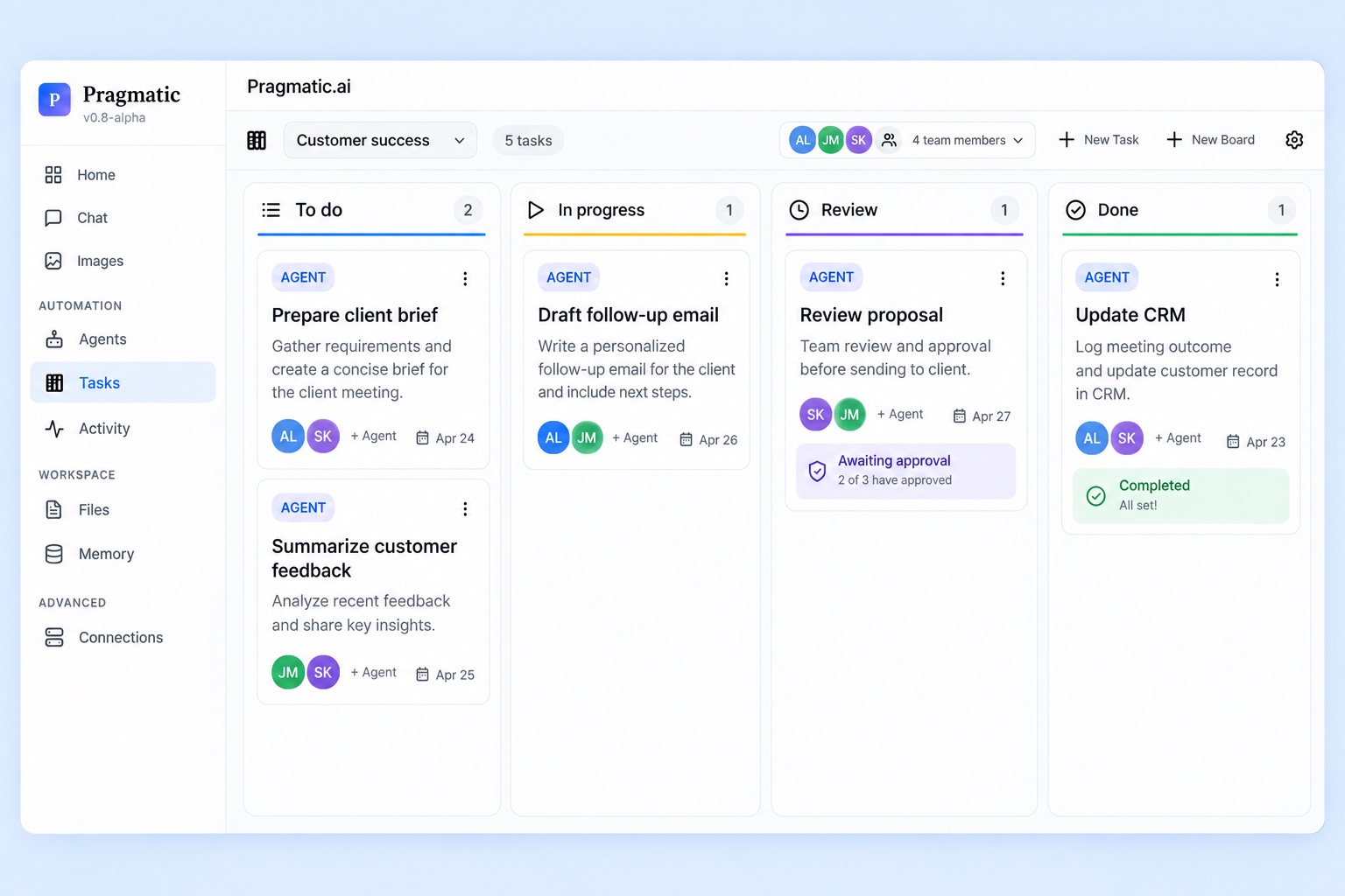 Collaborative platform showcase — shared agentic Kanban tasks